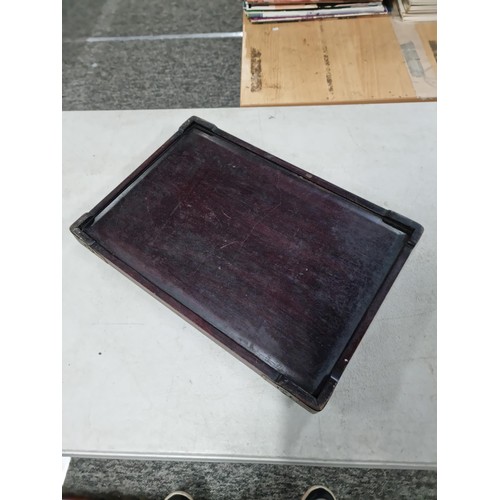 33 - Good quality cherry wood Asian tray in good order with banding to the edges measures 41cm long by 29... 