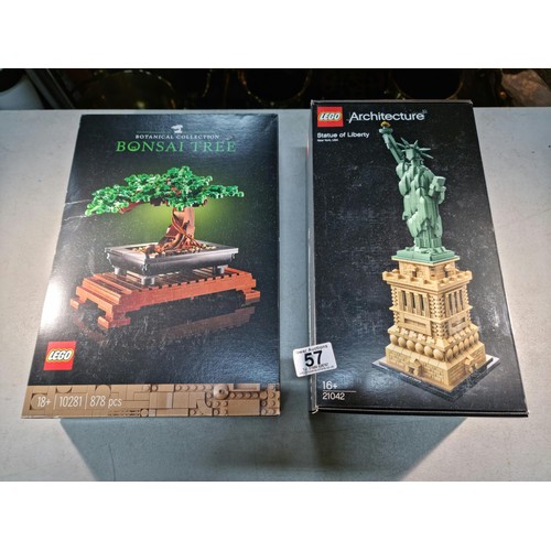 57 - 2x new in box Lego models inc 21042 Lego Architecture Statue of Liberty and 10281 Botanical Collecti... 