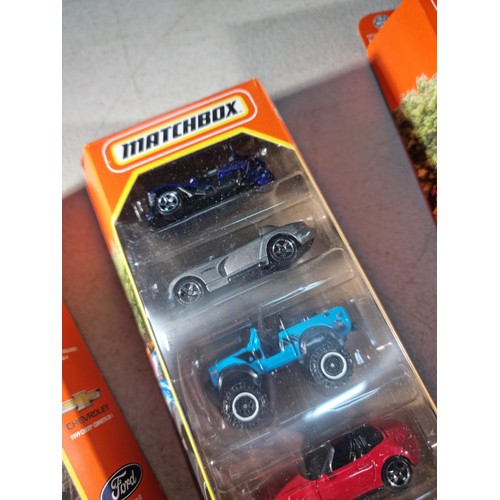 61 - 4x new and sealed Matchbox 5x car sets inc MBX Exotic, MBX Wagons II, Autobahn Express IV and Blue H... 