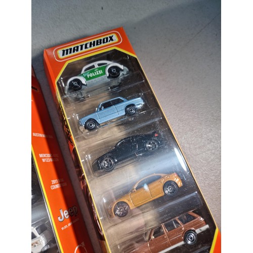 61 - 4x new and sealed Matchbox 5x car sets inc MBX Exotic, MBX Wagons II, Autobahn Express IV and Blue H... 