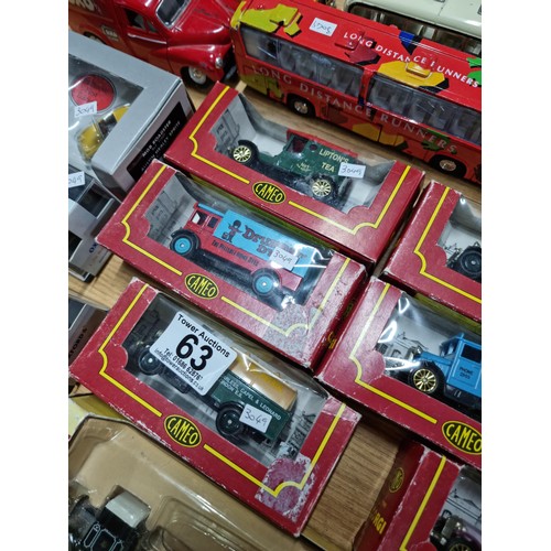 63 - Large quantity of diecast vehicles inc 7x boxed Cameo lorries, a Days Gone trackside vintage Pilking... 