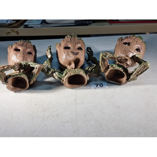 70 - Collection of 3x Groot figures from the Marvel Comic series, all in good order each measures 15cm hi... 