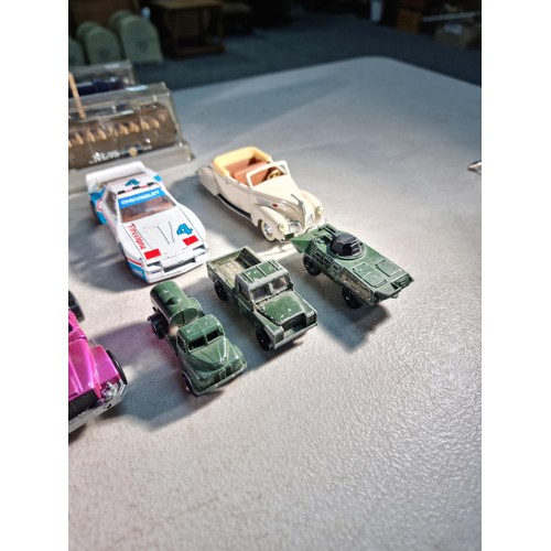 71 - Large collection of diecast vehicles inc 3x cased buses, military vehicles, Spiderman helicopter, Ch... 