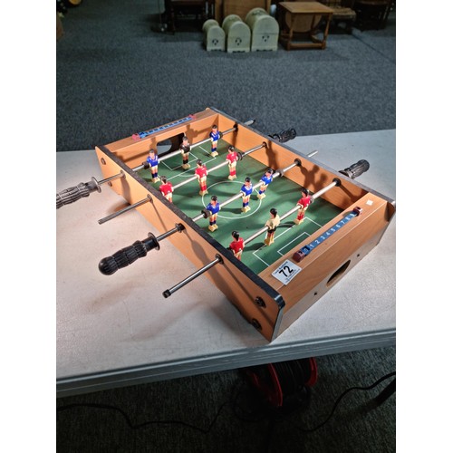 72 - Good quality small tabletop table football game complete with ball in working order measures 52cm lo... 