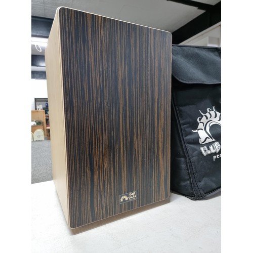 78 - Club Salsa Cajon drum in good order with walnut front stamped to the front complete with carry bag m... 