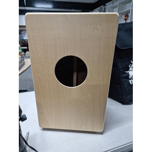 78 - Club Salsa Cajon drum in good order with walnut front stamped to the front complete with carry bag m... 