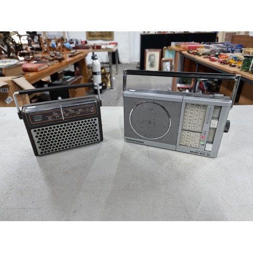 38B - Vintage Grundig Music Boy 60 AM/FM portable radio along with a ITT Pony 2 band portable radio