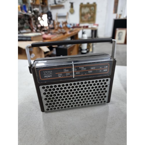 38B - Vintage Grundig Music Boy 60 AM/FM portable radio along with a ITT Pony 2 band portable radio