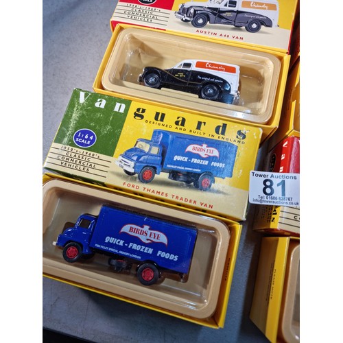 81 - 5x boxed as new Vanguards 1950's - 1960's classic vehicles inc Royal Mail Van, Ford Thames Trader Va... 