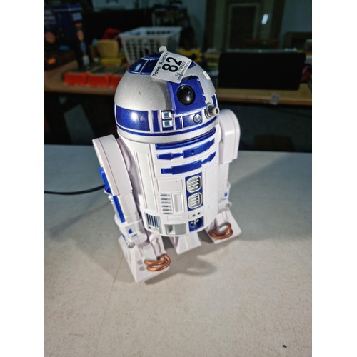 82 - Fully interactive R2D2 robot responds to talking and movement in full working order moves backwards ... 