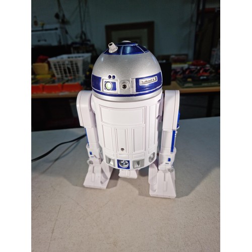 82 - Fully interactive R2D2 robot responds to talking and movement in full working order moves backwards ... 