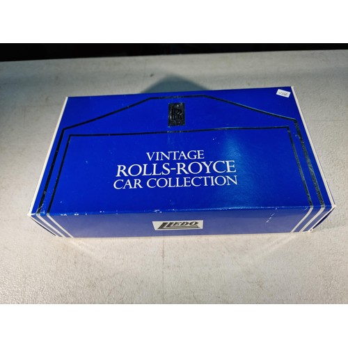 85 - Boxed Lledo Rolls-Royce diecast car collection on a wooden plinth inc a Silver Ghost, Playboy and a ... 