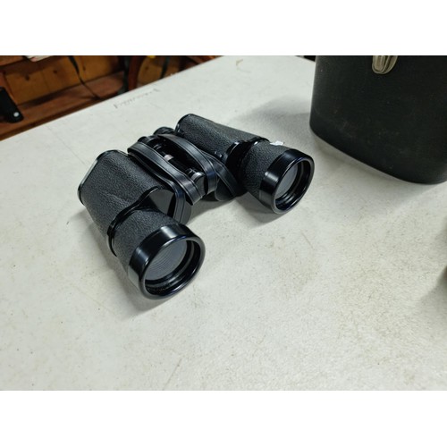 94 - 3x pairs of cased binoculars inc a pair of Mark Scheffel 35x50 field binoculars, a pair of unmarked ... 