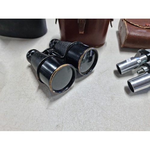 94 - 3x pairs of cased binoculars inc a pair of Mark Scheffel 35x50 field binoculars, a pair of unmarked ... 