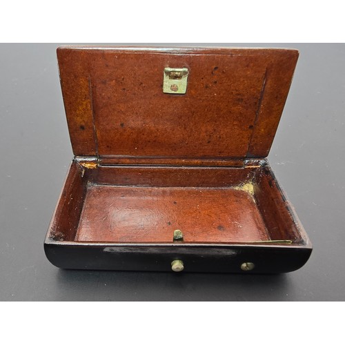 239 - A stunning fine quality antique German black lacquered Vesta case with a scene to the front of Colog... 