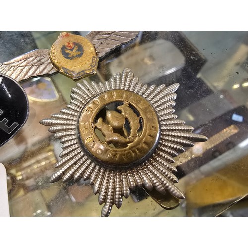 240 - 2x vintage rare Australian police cap badges along with a WWII the Cheshire regiment military cap ba... 