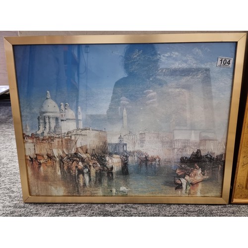 104 - Framed and glazed print of Venice from the CANALE DELLA GIUDECCA by Turner. Along with another gilt ... 