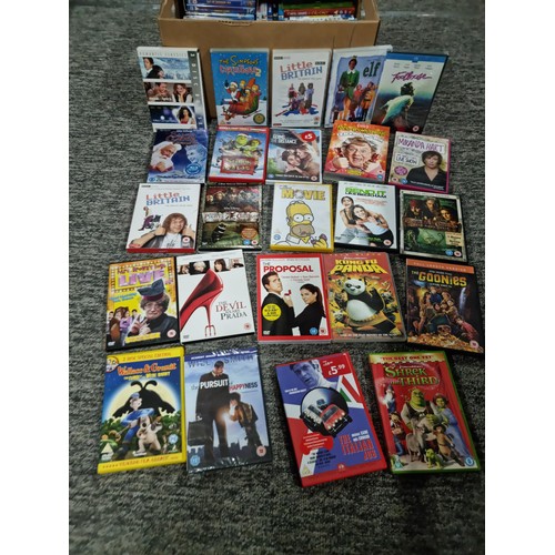 109 - Box containing a large qty of DVD's of various genres, including the Duchess, Greece, Mr's Browns Bo... 