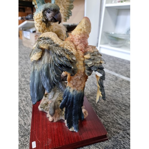 114 - 3x boxed containing a large qty of collectables, including a large resin double parrot figurine, qty... 