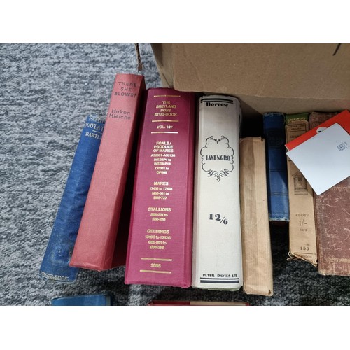 116 - Box of books including the Royal Tsars, Essex Yeomanry, Life and Duchess of Gordon, complete with Ll... 