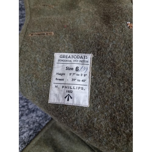 119 - Good quality British Army guardsman coat in green complete with original buttons, stamped inside wit... 