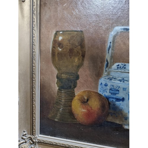 123 - 2x ornate framed original art works of still life both in good order with a good ornate frame both a... 