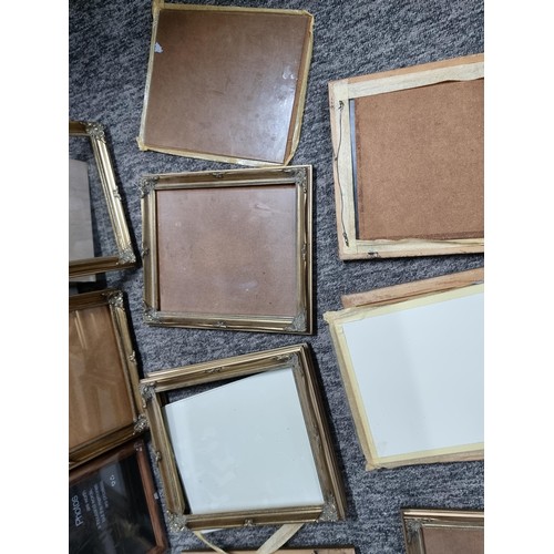 124 - Quantity of 12x ornate empty frames some are glazed all in good order, average size of 40cm by 36cm