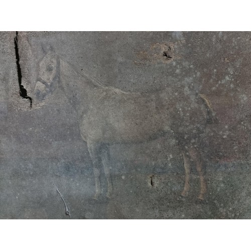 131 - Antique oil on canvas of a horse painting in need of restoration, it is signed to the lower right F.... 