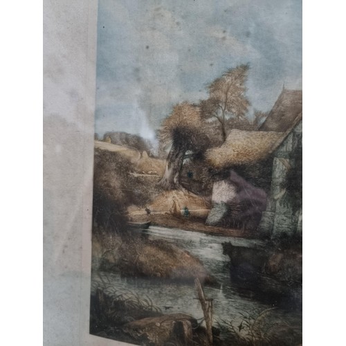 132 - Framed and glazed antique print of a country scene signed to lower right C. Fitzgerald with a copyri... 