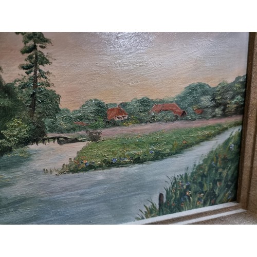 136 - Framed oil on board of Confluence of the Wietze and Ortez in Germany along with an original oil on b... 