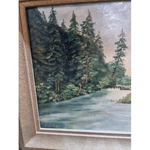 136 - Framed oil on board of Confluence of the Wietze and Ortez in Germany along with an original oil on b... 