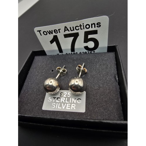 175 - Pair of as new 925 silver ball stud earrings, in as new unused condition. Earrings are of a good siz... 