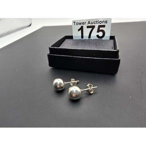 175 - Pair of as new 925 silver ball stud earrings, in as new unused condition. Earrings are of a good siz... 