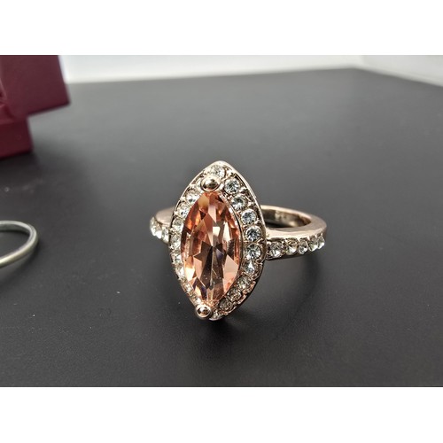 176 - Pretty 925 silver solitaire ring inset with a sparkly CZ stone, along with a new ornate rose gold to... 