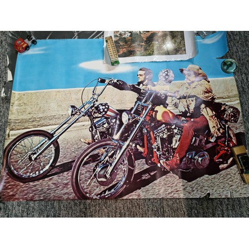 143 - Large collection of posters covering various subjects inc Easy Rider, James Dean, Greece scenes, Moo... 