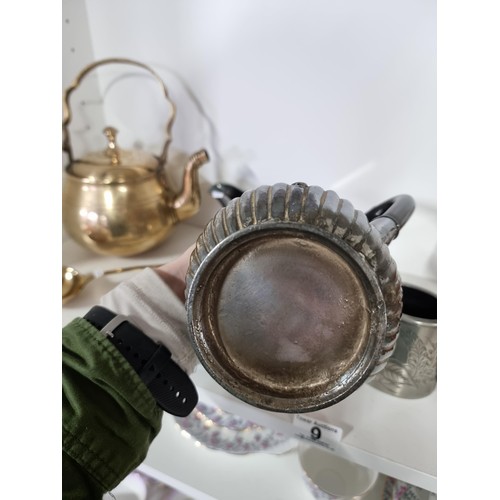 9 - A quantity of collectables including a good quality Victorian copper kettle, a silver plated water j... 