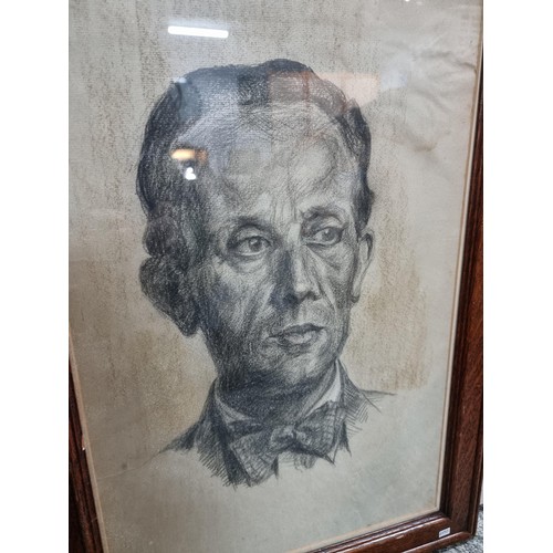 139 - Framed and glazed pencil portrait of a gentleman signed to the top left H. Frank in good order measu... 