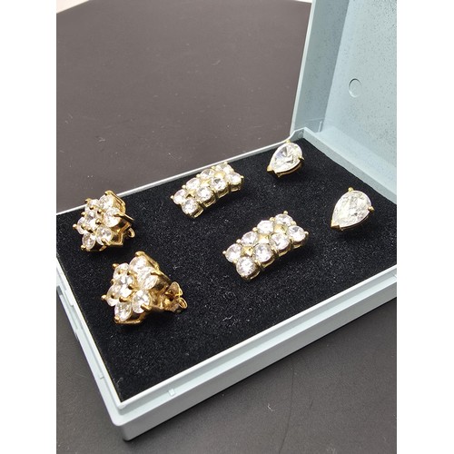 178 - A bundle of 3 pairs of stunning sparkly 925 silver stud earrings, each pair is gold plated on 925 si... 