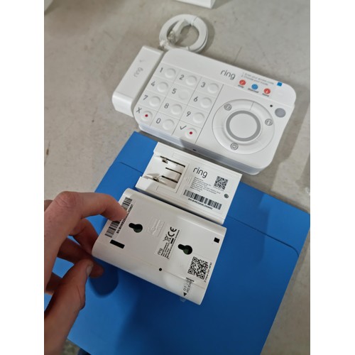 154 - Boxed Ring alarm system with key pad, sensor speaker and connection cables etc please see pictures f... 