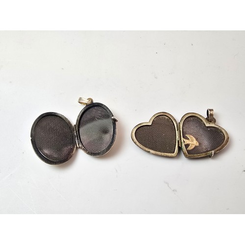 200 - 2x 925 silver lockets, 1 is heart formed and complete with its inserts inside, also includes inside ... 