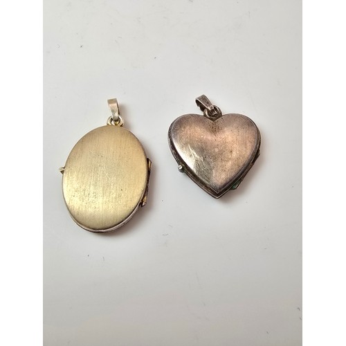 200 - 2x 925 silver lockets, 1 is heart formed and complete with its inserts inside, also includes inside ... 