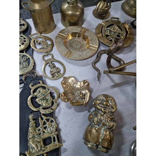 306 - Box containing large quantity of brass ware and silver plated items to include a 3 tier candelabra, ... 