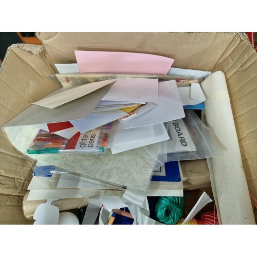 315 - Box containing a quantity of craft related items inc pens, pencils, crayons, greeting card making ki... 