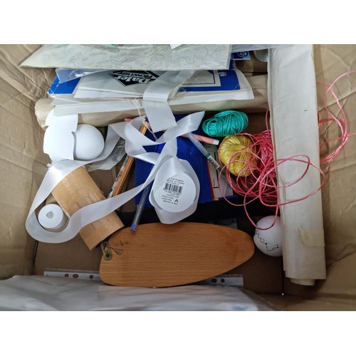 315 - Box containing a quantity of craft related items inc pens, pencils, crayons, greeting card making ki... 