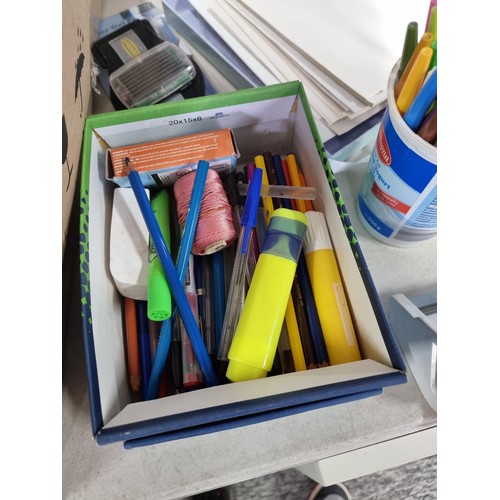 315 - Box containing a quantity of craft related items inc pens, pencils, crayons, greeting card making ki... 