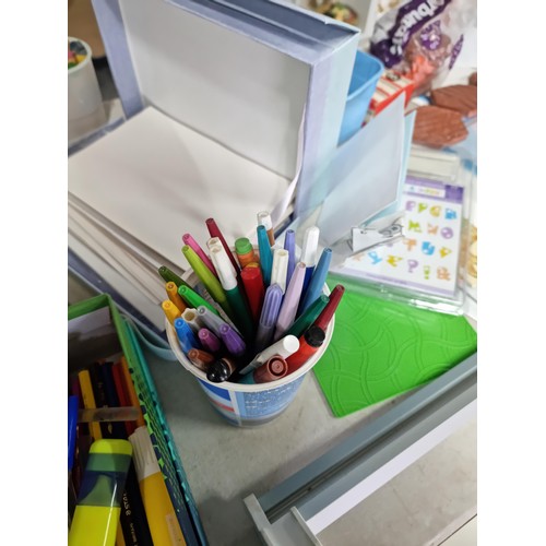 315 - Box containing a quantity of craft related items inc pens, pencils, crayons, greeting card making ki... 