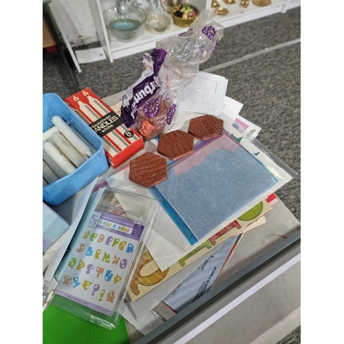 315 - Box containing a quantity of craft related items inc pens, pencils, crayons, greeting card making ki... 