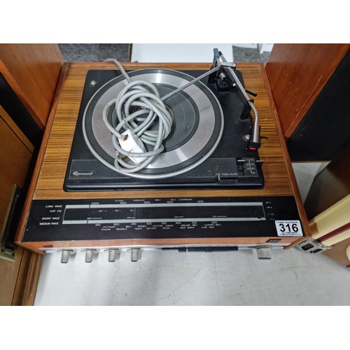 316 - Collection of audio items inc a HMV Garrad turn table, juke box style tape player, vintage style rec... 