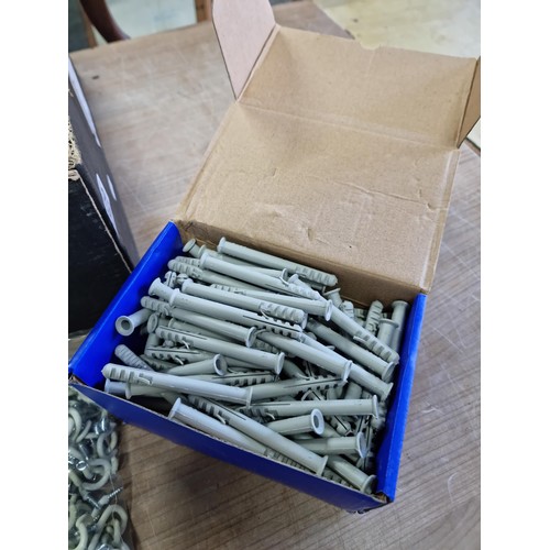 329 - Box containing a quantity of as new boxes and bags of hooks, nails, tack pins screws etc