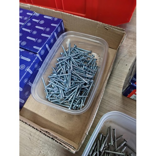 332 - Large quantity of nails screws, boxed masonry nails, rawl plugs etc